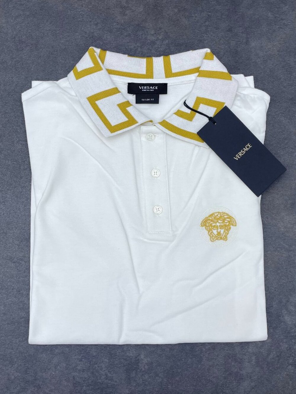 Versace Men’s White Medusa Polo Shirt Tailor Fit- Size XL